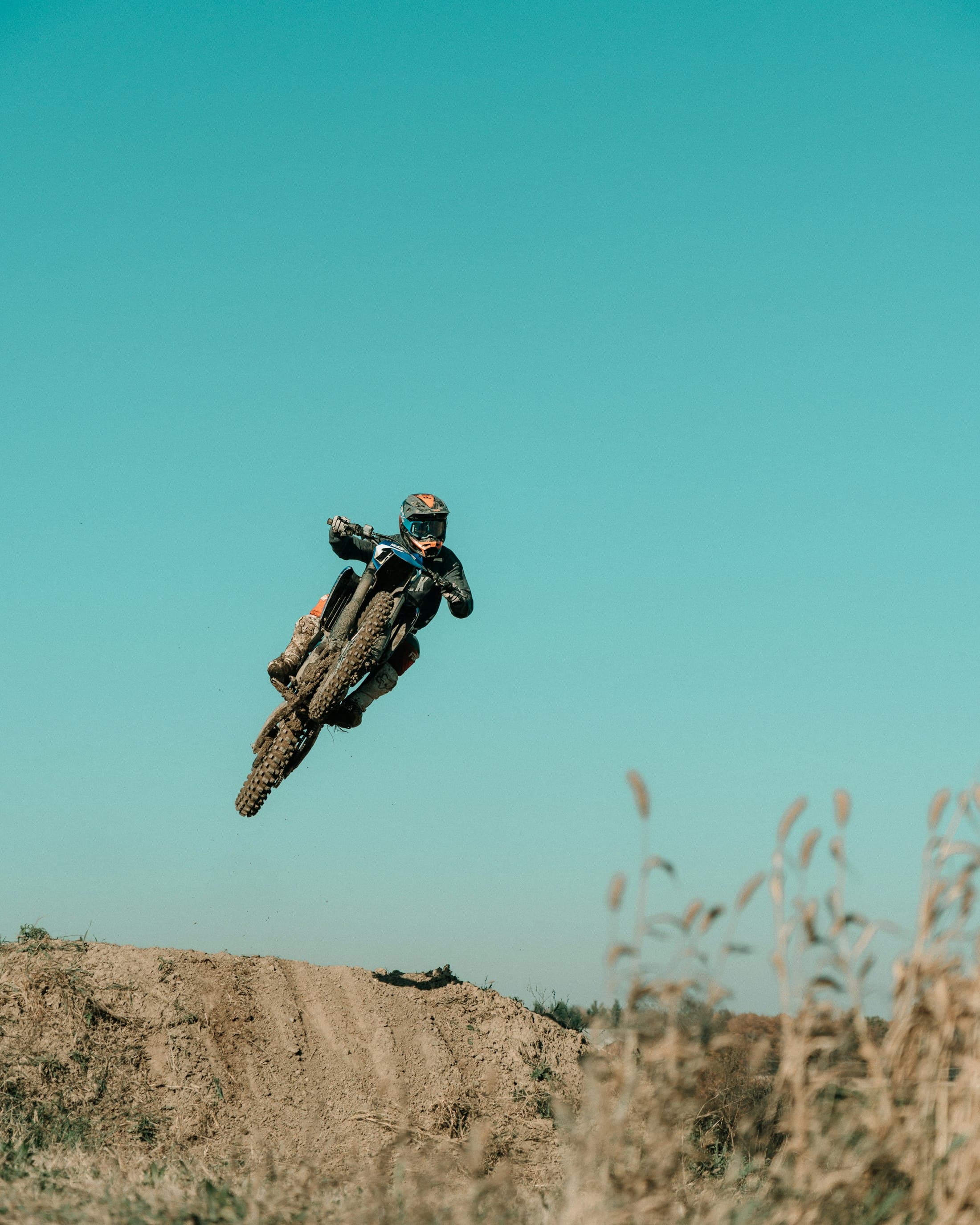 Motocross rider in flight